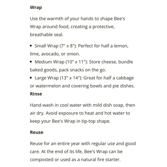 SOLD NEW Bee’s Wax Reusable Food Storage Wraps - Picture 8 of 8